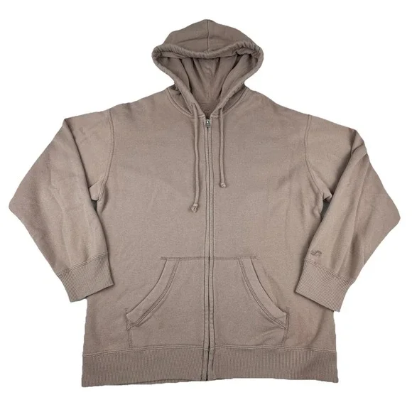 Hollister Full Zip Hoodie Sweatshirt Jacket Womens Size XS Brown Oversized - Picture 2 of 15